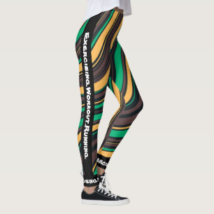 Gepersonaliseerde moderne marmer l Zwart Groen gee Leggings