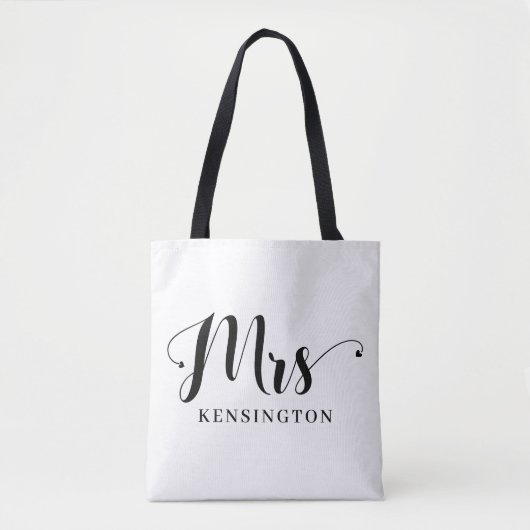 Gepersonaliseerde moderne mevrouw Pas getrouwd Typ Tote Bag (Voorkant)