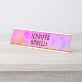 Gepersonaliseerde moderne minimalistische bloemen bureau naambordje (Voorkant)