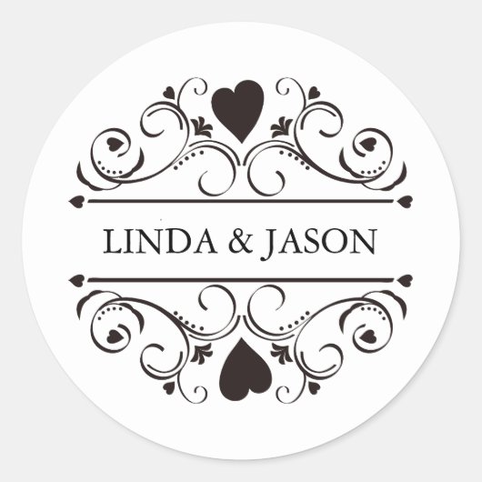 Gepersonaliseerde moderne minimalistische bruiloft ronde sticker (Voorkant)