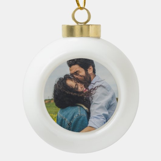 Gepersonaliseerde moderne minimalistische foto keramische bal ornament (Voorkant)