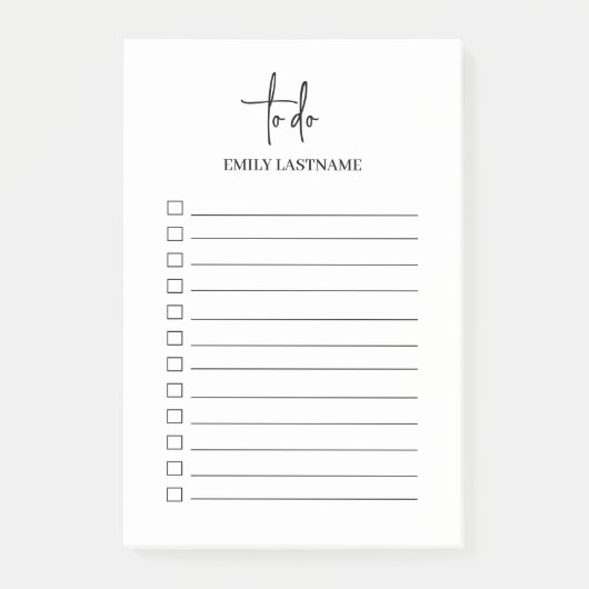 Gepersonaliseerde moderne minimalistische to-do-no post-it® notes (Voorkant)