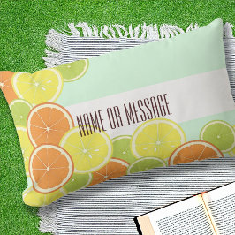 Gepersonaliseerde moderne mint-groene citrusvrucht buitenkussen