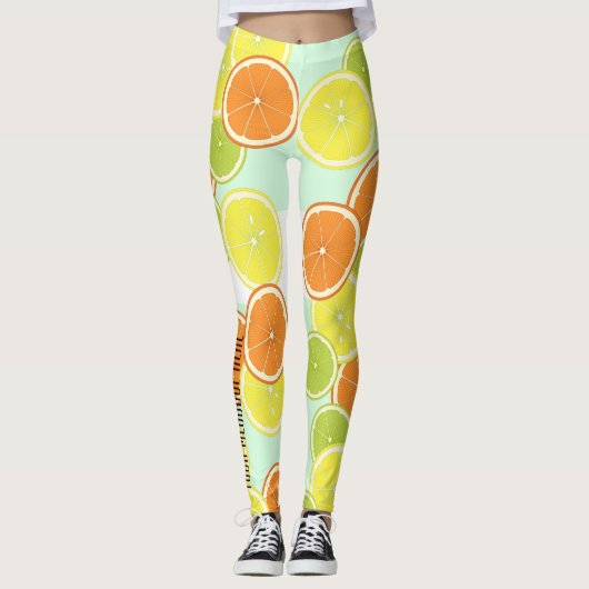 Gepersonaliseerde moderne mint-groene citrusvrucht leggings (Voorkant)