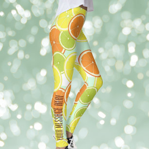 Gepersonaliseerde moderne mint-groene citrusvrucht leggings