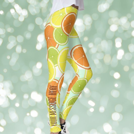 Gepersonaliseerde moderne mint-groene citrusvrucht leggings