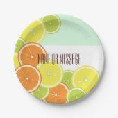 Gepersonaliseerde moderne mint-groene citrusvrucht papieren bordje (Voorkant)