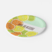 Gepersonaliseerde moderne mint-groene citrusvrucht papieren bordje (Gekanteld)