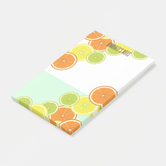 Gepersonaliseerde moderne mint-groene citrusvrucht post-it® notes (Schuin)