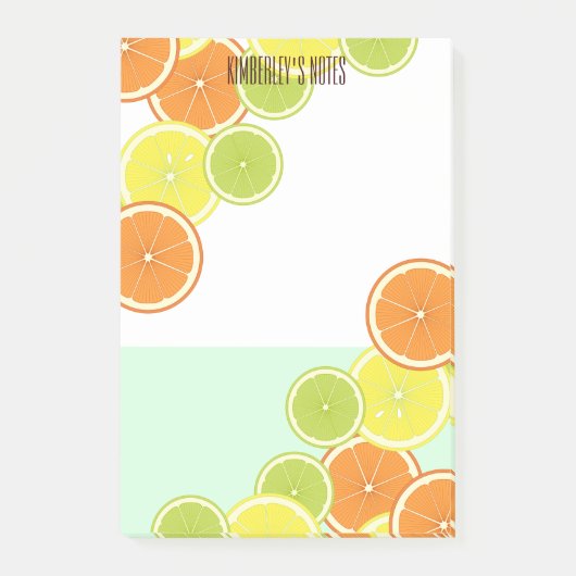 Gepersonaliseerde moderne mint-groene citrusvrucht post-it® notes (Voorkant)