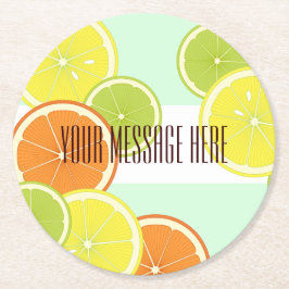 Gepersonaliseerde moderne mint-groene citrusvrucht ronde kartonnen onderzetter