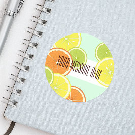 Gepersonaliseerde moderne mint-groene citrusvrucht ronde sticker