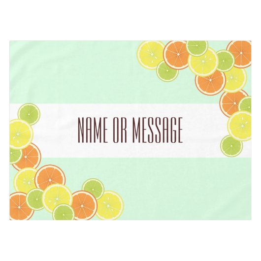Gepersonaliseerde moderne mint-groene citrusvrucht tafelkleed (Voorkant (Horizontaal))