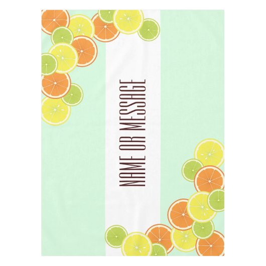 Gepersonaliseerde moderne mint-groene citrusvrucht tafelkleed (Voorkant)
