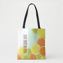 Gepersonaliseerde moderne mint-groene citrusvrucht tote bag