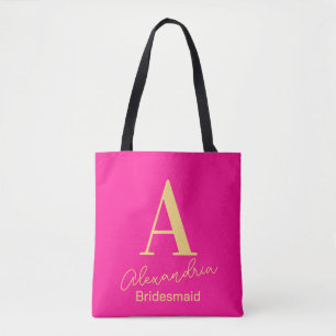 Gepersonaliseerde moderne monogram bruidsmeisje tote bag