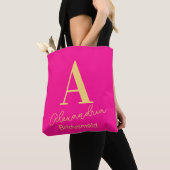 Gepersonaliseerde moderne monogram bruidsmeisje tote bag (Dichtbij)