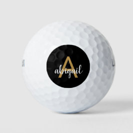 Gepersonaliseerde Moderne Monogram Naam Girly Goud Golfballen