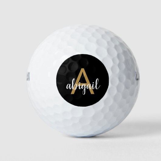 Gepersonaliseerde Moderne Monogram Naam Girly Goud Golfballen (Voorkant)