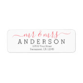 Gepersonaliseerde Moderne Mr. en Mrs. Familienaam  Etiket (Voorkant)