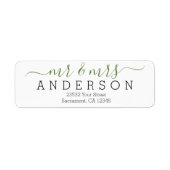 Gepersonaliseerde Moderne Mr. en Mrs. Familienaam  Etiket (Voorkant)