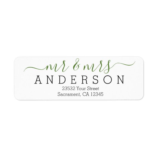 Gepersonaliseerde Moderne Mr. en Mrs. Familienaam Etiket (Voorkant)