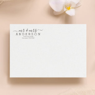 Gepersonaliseerde Moderne Mr. en Mrs. Familienaam Etiket