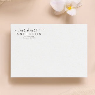 Gepersonaliseerde Moderne Mr. en Mrs. Familienaam Etiket