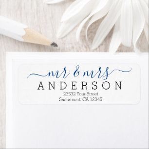 Gepersonaliseerde moderne Mr en Mrs familienaam re Etiket
