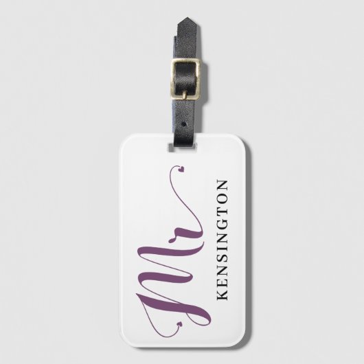 Gepersonaliseerde moderne Mr. Pas getrouwd typogra Bagagelabel (Voorkant (verticaal))