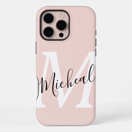 Gepersonaliseerde moderne naam Monogram Roze iPhone Hoesje (Achterkant)