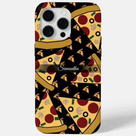 Gepersonaliseerde moderne naam Slice Pizza Pink Case-Mate iPhone Case (Achterkant)