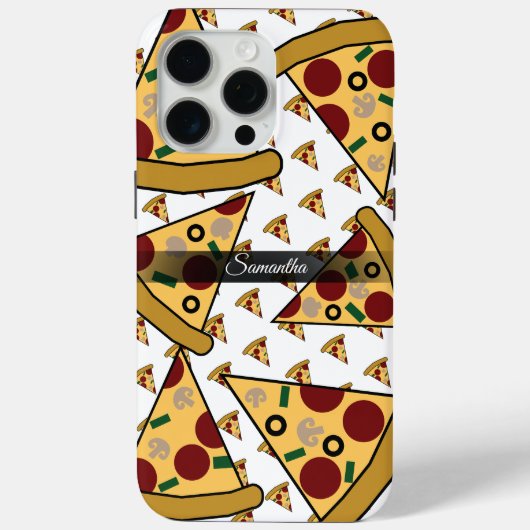 Gepersonaliseerde moderne naam Slice Pizza Pink Case-Mate iPhone Case (Achterkant)