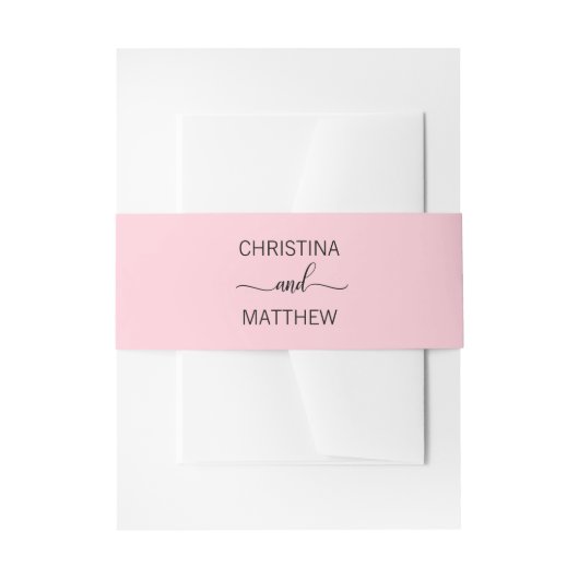 Gepersonaliseerde Moderne NAAM Zwart Blush Roze Hu Uitnodigingen Wikkel (Voorkant Voorbeeld)