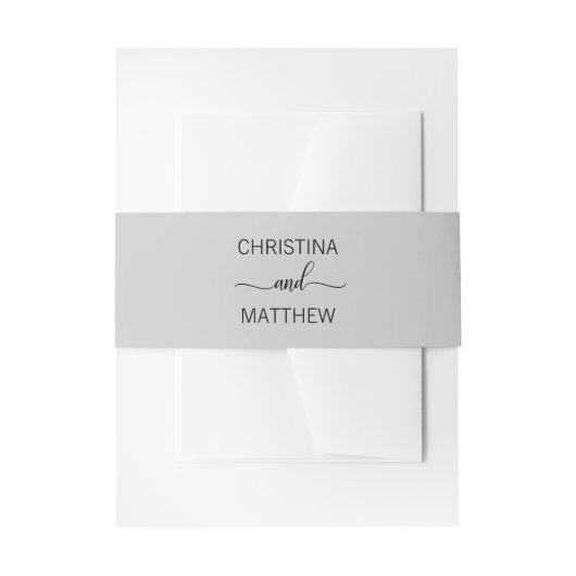 Gepersonaliseerde Moderne NAAM Zwart Licht Grijs T Uitnodigingen Wikkel (Voorkant Voorbeeld)
