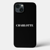 Gepersonaliseerde moderne naamtekst zwart wit, gla Case-Mate iPhone case (Achterkant)