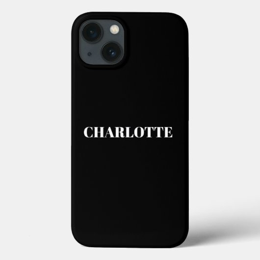 Gepersonaliseerde moderne naamtekst zwart wit, gla Case-Mate iPhone case (Achterkant)