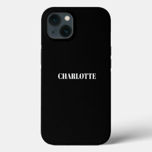 Gepersonaliseerde moderne naamtekst zwart wit, gla iPhone 13 hoesje