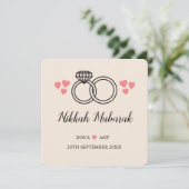 Gepersonaliseerde moderne Nikkah bruiloft Mubarak Feestdagenkaart (Staand voorkant)