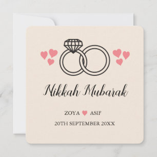 Gepersonaliseerde moderne Nikkah bruiloft Mubarak  Feestdagenkaart