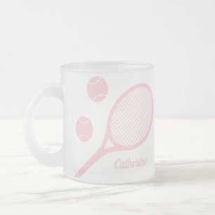 Gepersonaliseerde moderne pastel roze tennis bal r matglas koffiemok