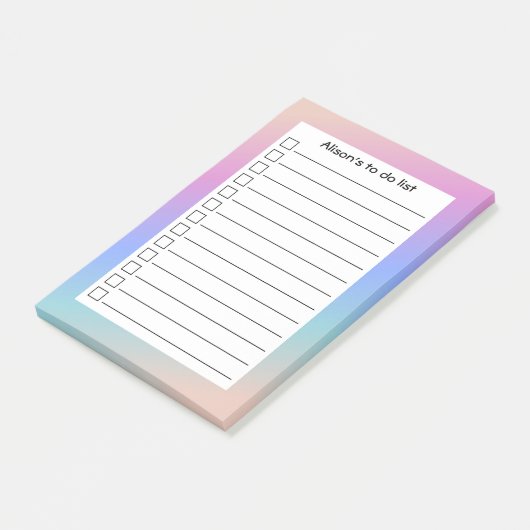 Gepersonaliseerde moderne pastelverloop to do list post-it® notes (Schuin)