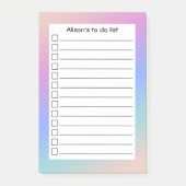 Gepersonaliseerde moderne pastelverloop to do list post-it® notes (Voorkant)