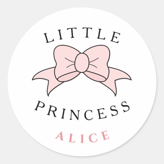 Gepersonaliseerde moderne prinses baby meisje ronde sticker (Voorkant)