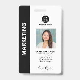 Gepersonaliseerde moderne professionele ID zwart Badge