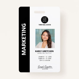 Gepersonaliseerde moderne professionele ID zwart Badge