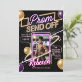 Gepersonaliseerde Moderne Prom Stuur Off Zwart Roz Kaart (Staand voorkant)