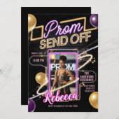 Gepersonaliseerde Moderne Prom Stuur Off Zwart Roz Kaart (Voorkant / Achterkant)