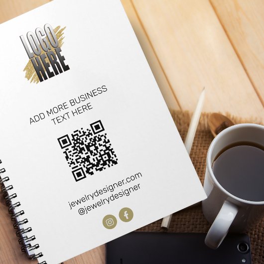 Gepersonaliseerde moderne QR-code en Logo Business Notitieboek