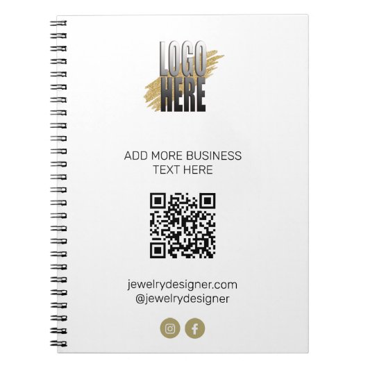 Gepersonaliseerde moderne QR-code en Logo Business Notitieboek (Voorkant)
